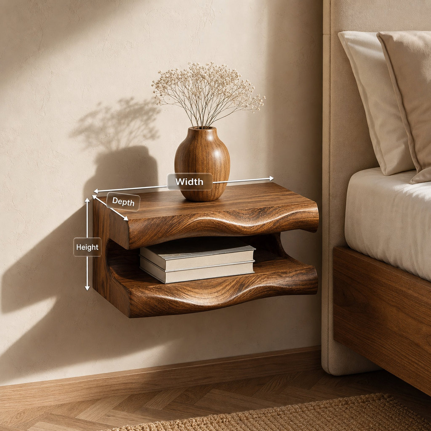 Wall Mounted Nightstand For Minimal Bedroom - product view 8
