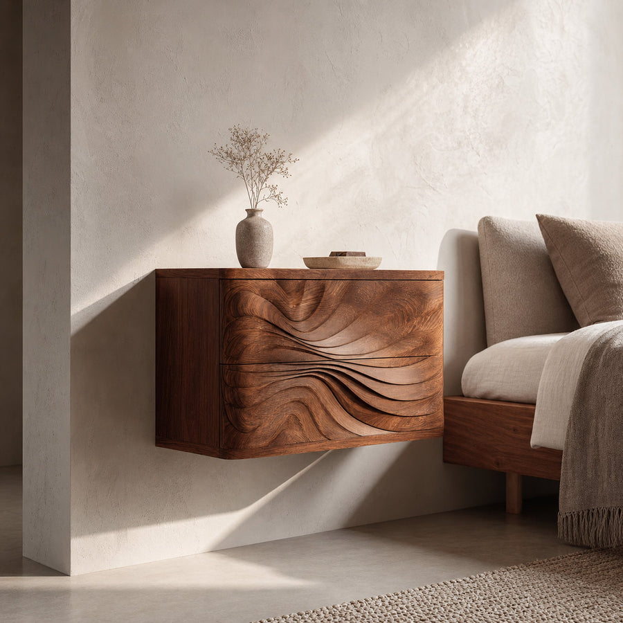Wall Mounted Nightstand With Drawers For Bedroom