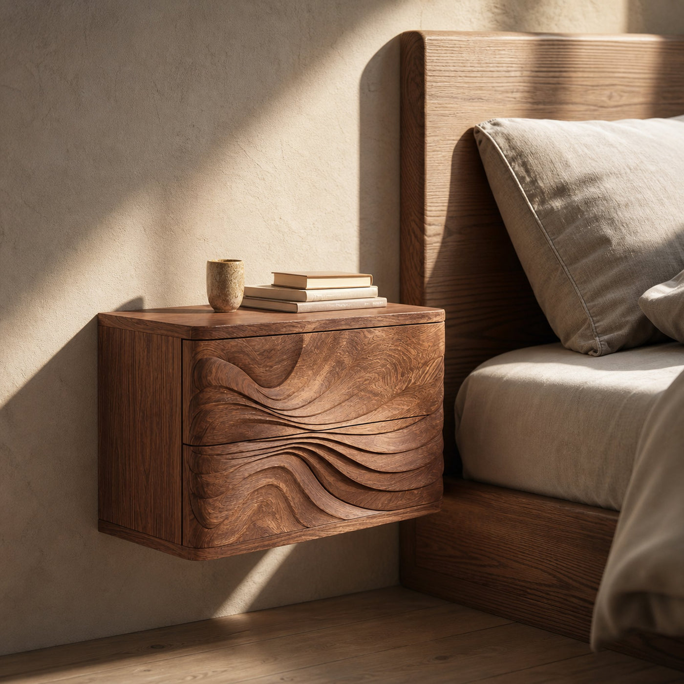 Wall Mounted Nightstand With Drawers For Bedroom - product view 6