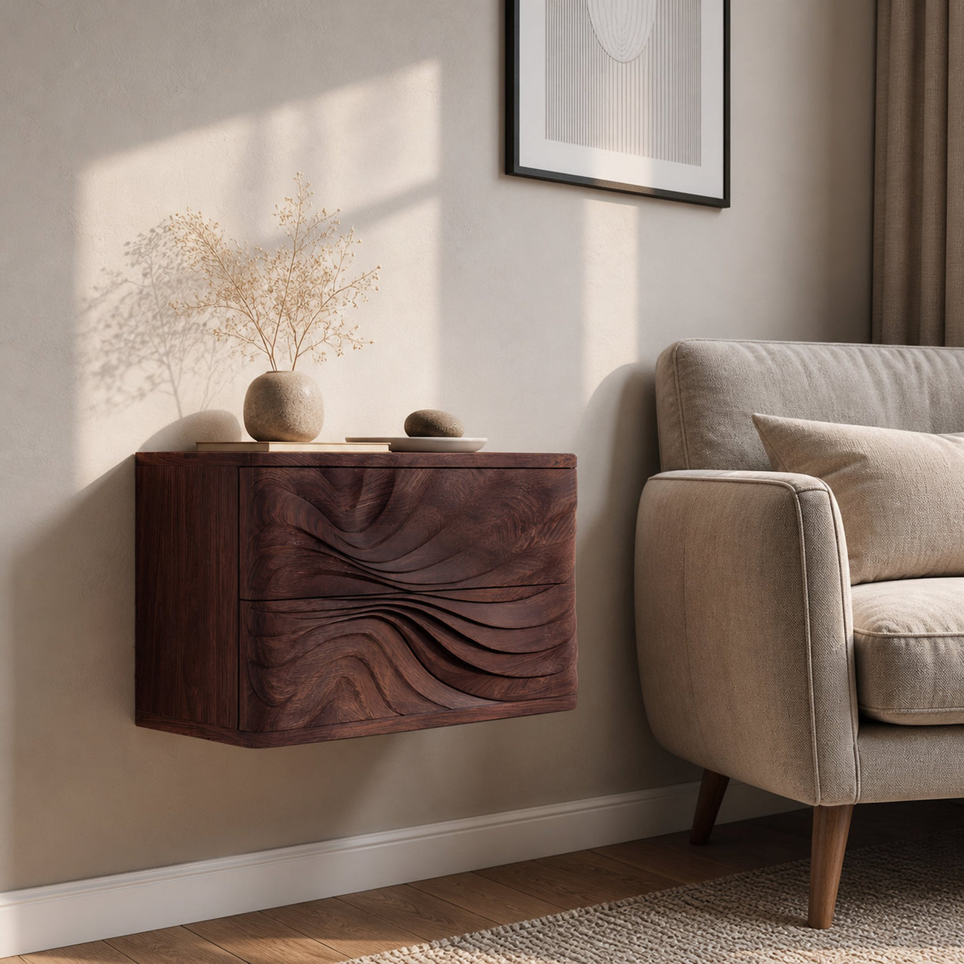 Wall Mounted Nightstand With Drawers For Bedroom - product view 7