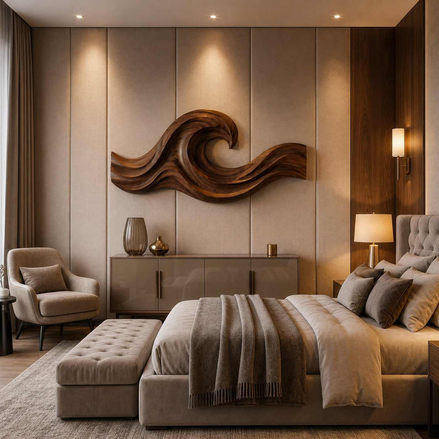Wave Inspired Wood Wall Art For Luxury Living Room Space - product view 7