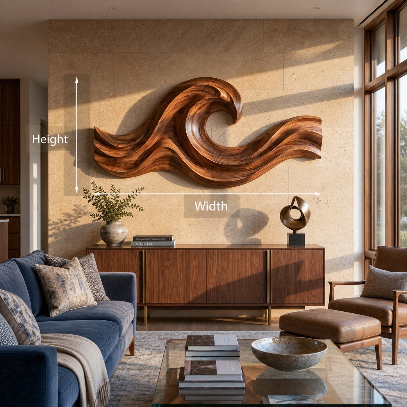 Wave Inspired Wood Wall Art For Luxury Living Room Space - product view 8