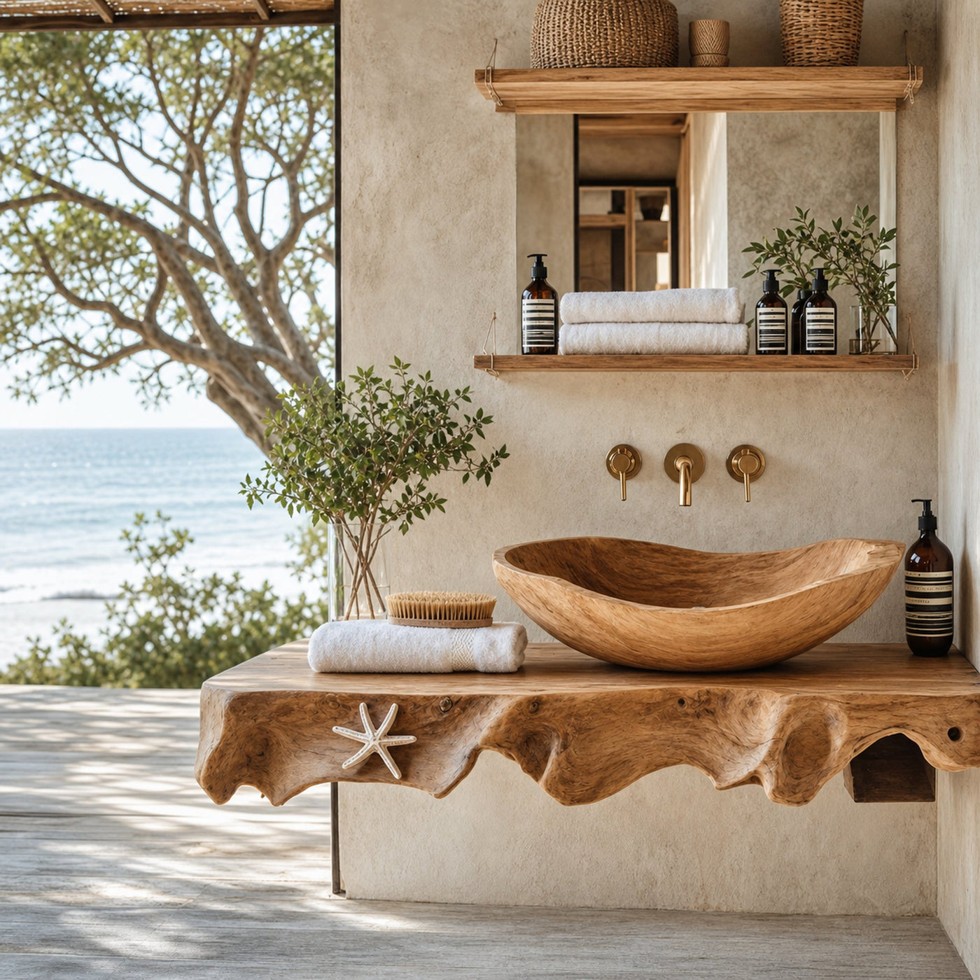 Wood Wash Basin Rustic Design For Farmhouse Bathroom