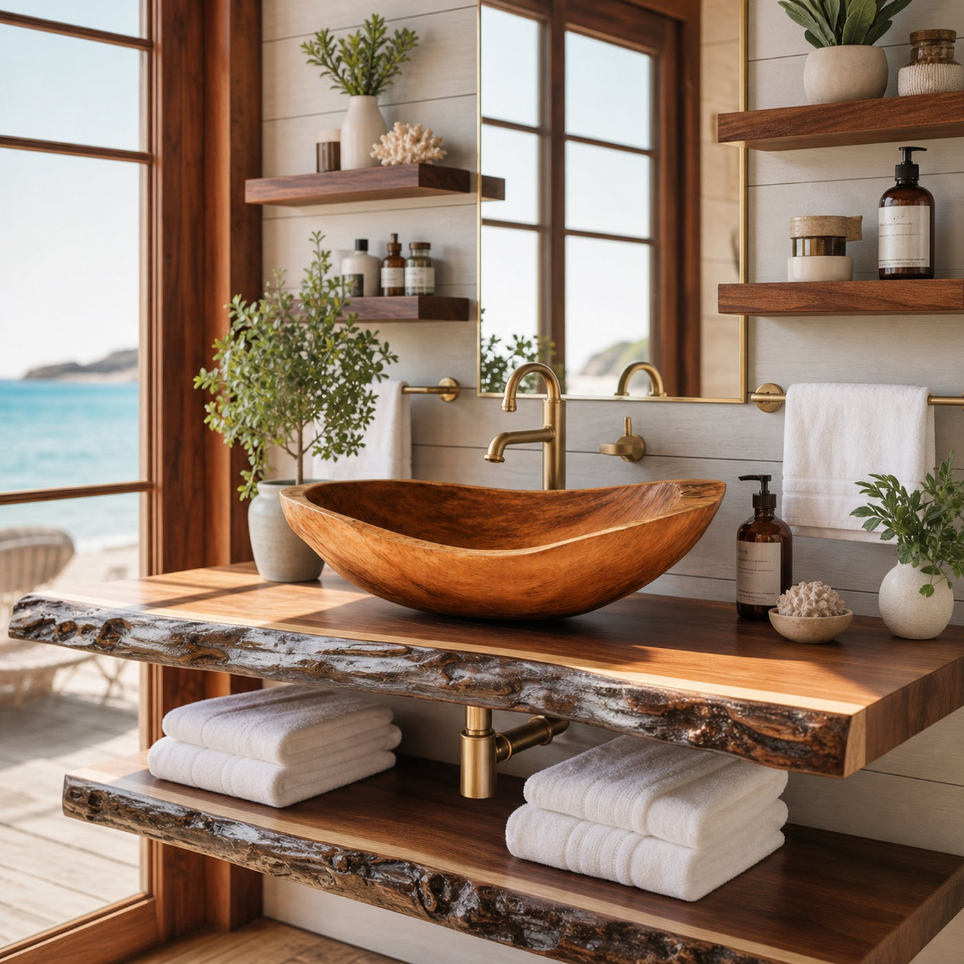 Wood Wash Basin Rustic Design For Farmhouse Bathroom - product view 6
