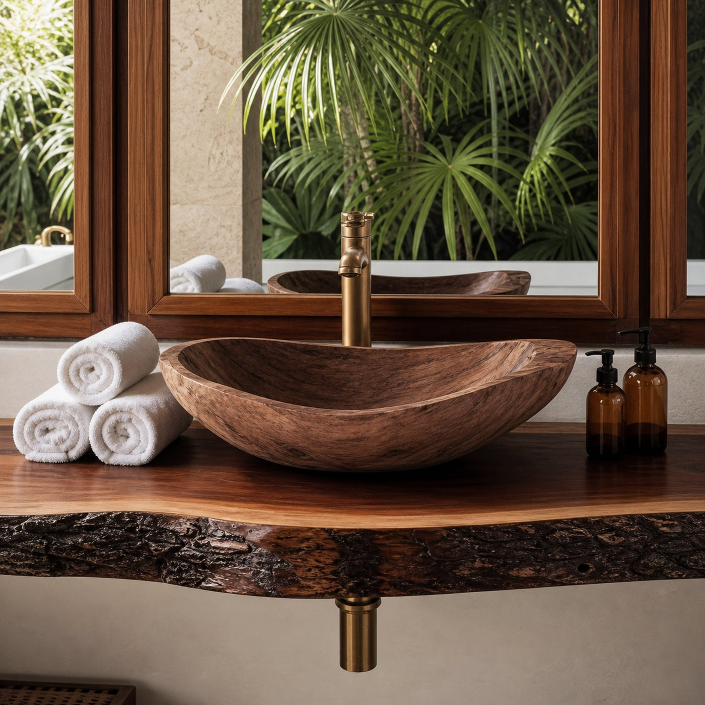 Wood Wash Basin Rustic Design For Farmhouse Bathroom - product view 7