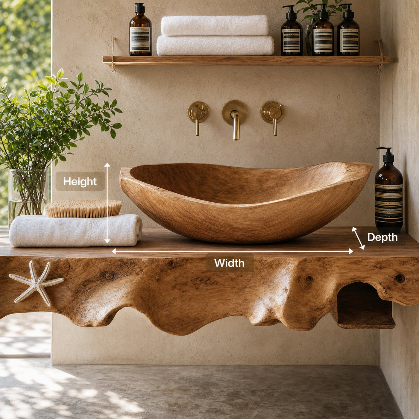 Wood Wash Basin Rustic Design For Farmhouse Bathroom - product view 8