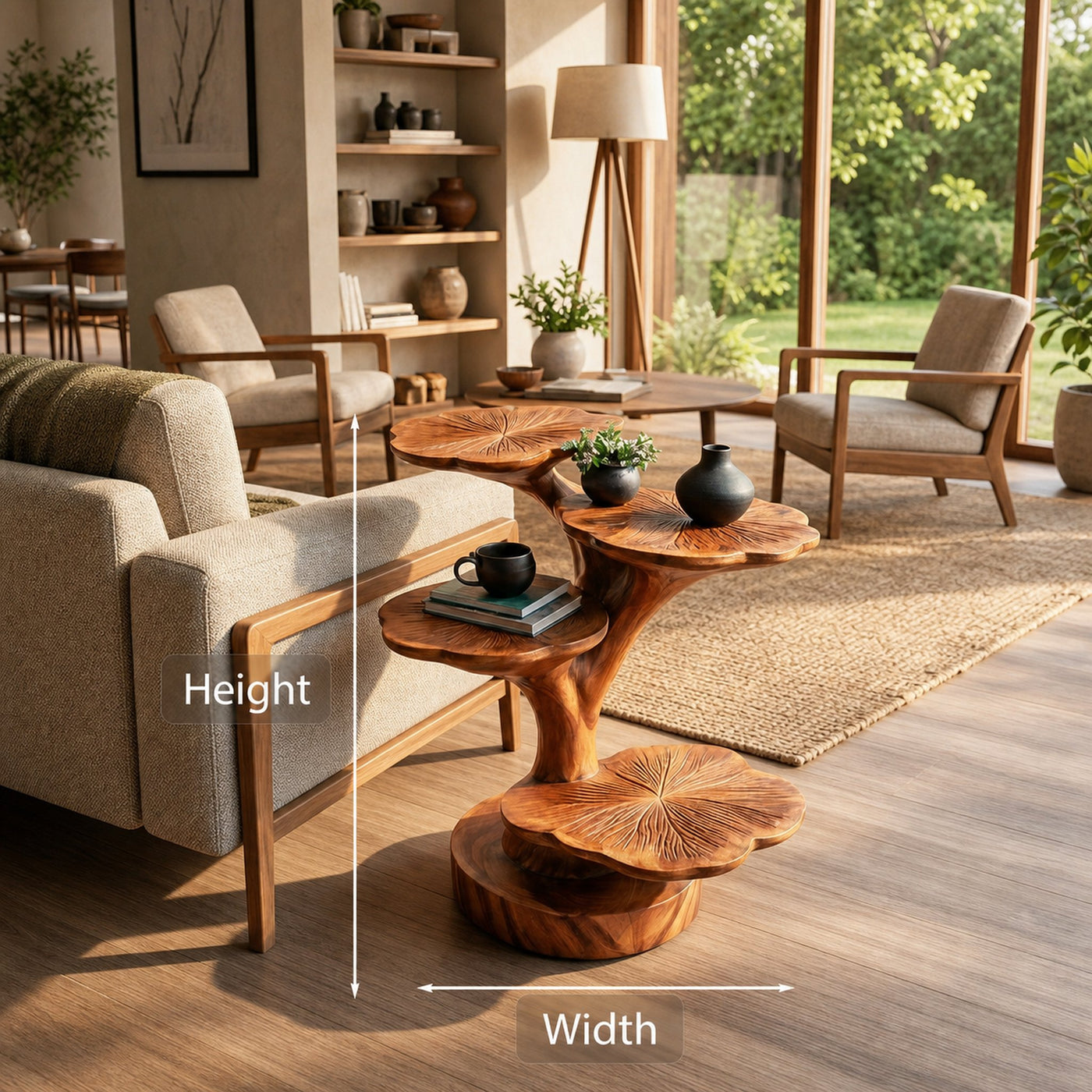 Wooden Accent Table Leaf Inspired Design For Sofa Area - product view 8