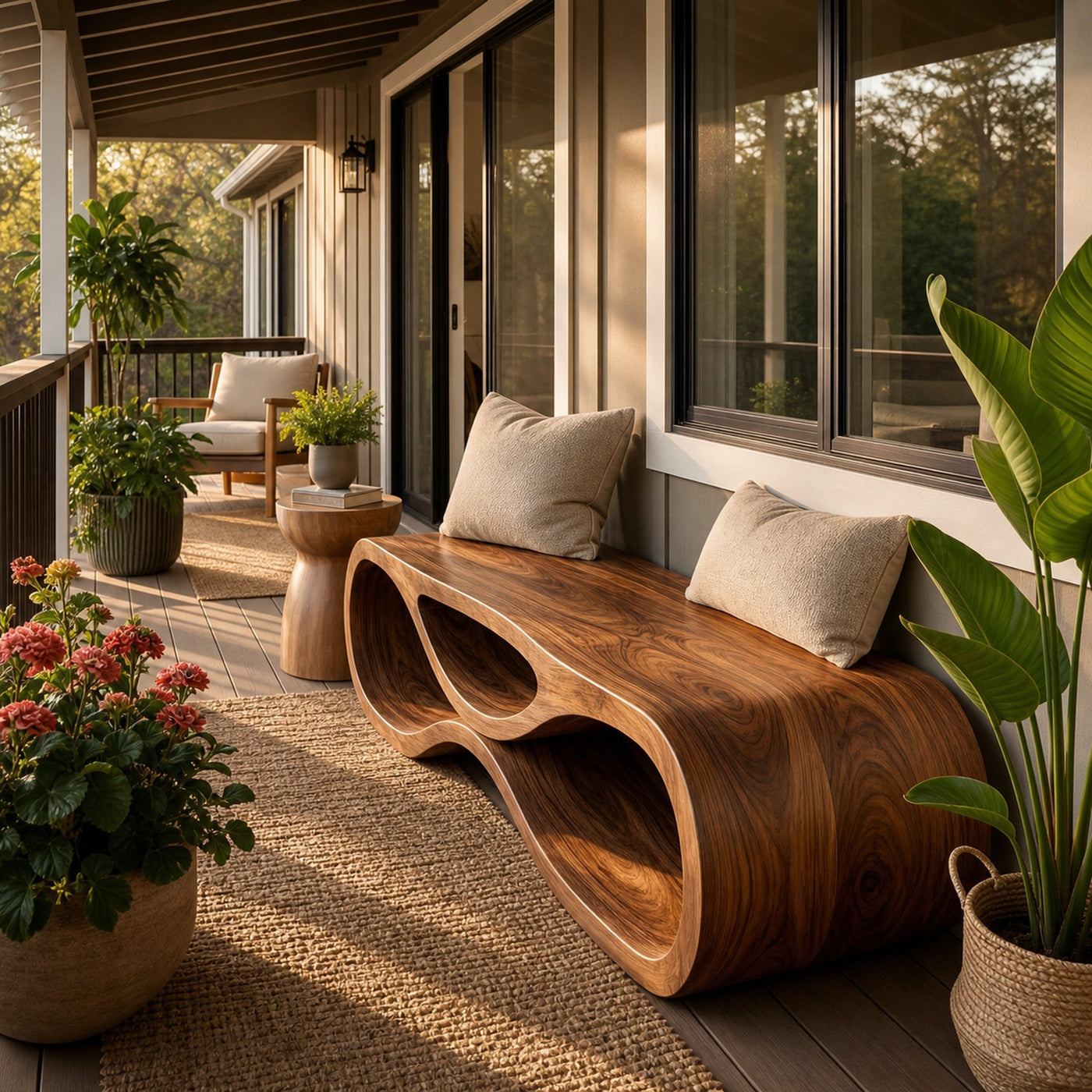 Wooden Bench Organic Sculptural Design For Home - product view 6