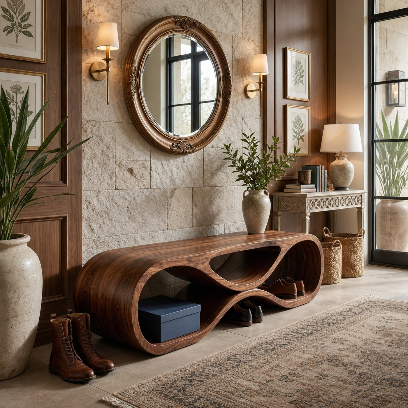 Wooden Bench Organic Sculptural Design For Home - product view 7