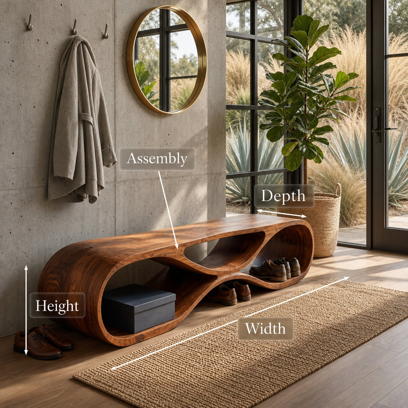 Wooden Bench Organic Sculptural Design For Home - product view 8