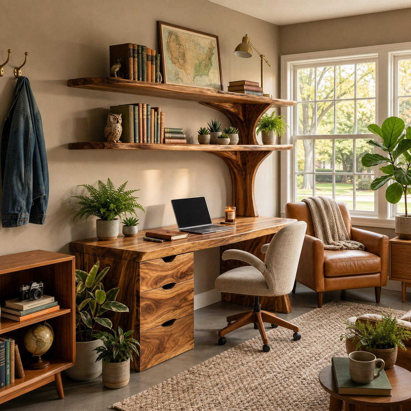 Wooden Desk With Integrated Shelving And Drawer For Contemporary Office - product view 6