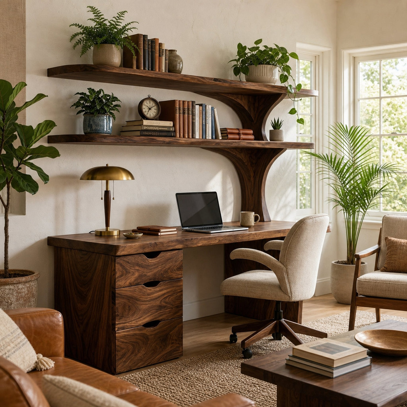 Wooden Desk With Integrated Shelving And Drawer For Contemporary Office - product view 7