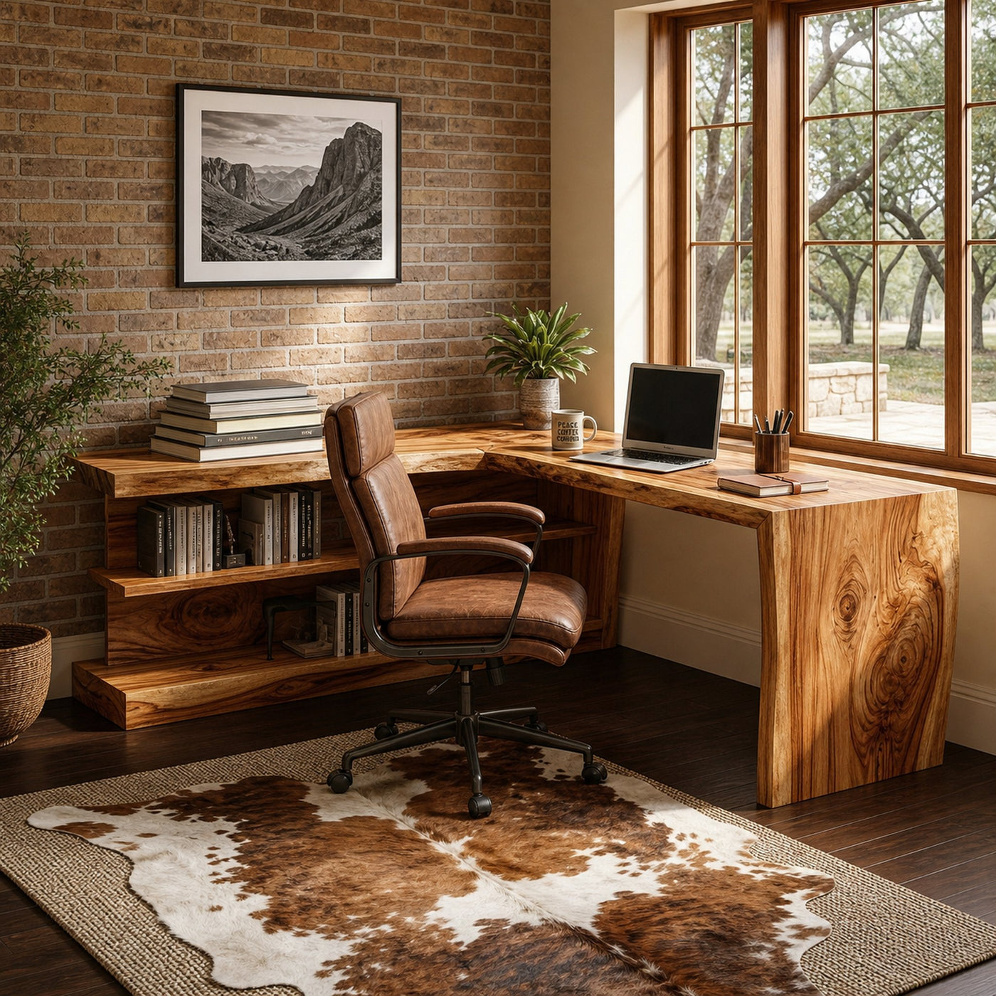 Wooden Desk With Storage Design For Home Workspace