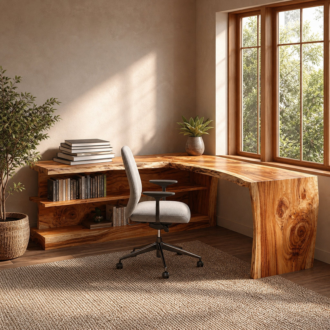 Wooden Desk With Storage Design For Home Workspace - product view 6