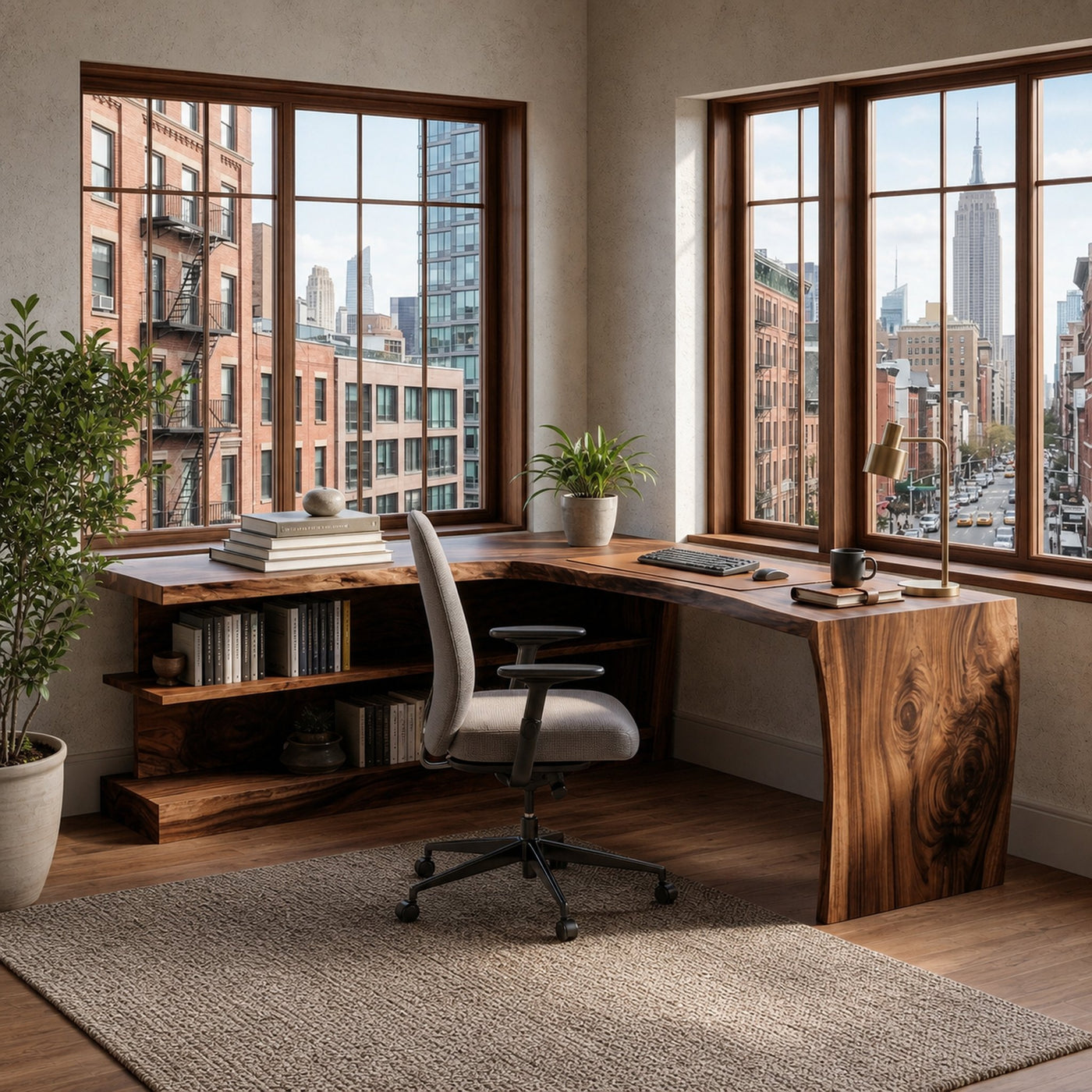 Wooden Desk With Storage Design For Home Workspace - product view 7