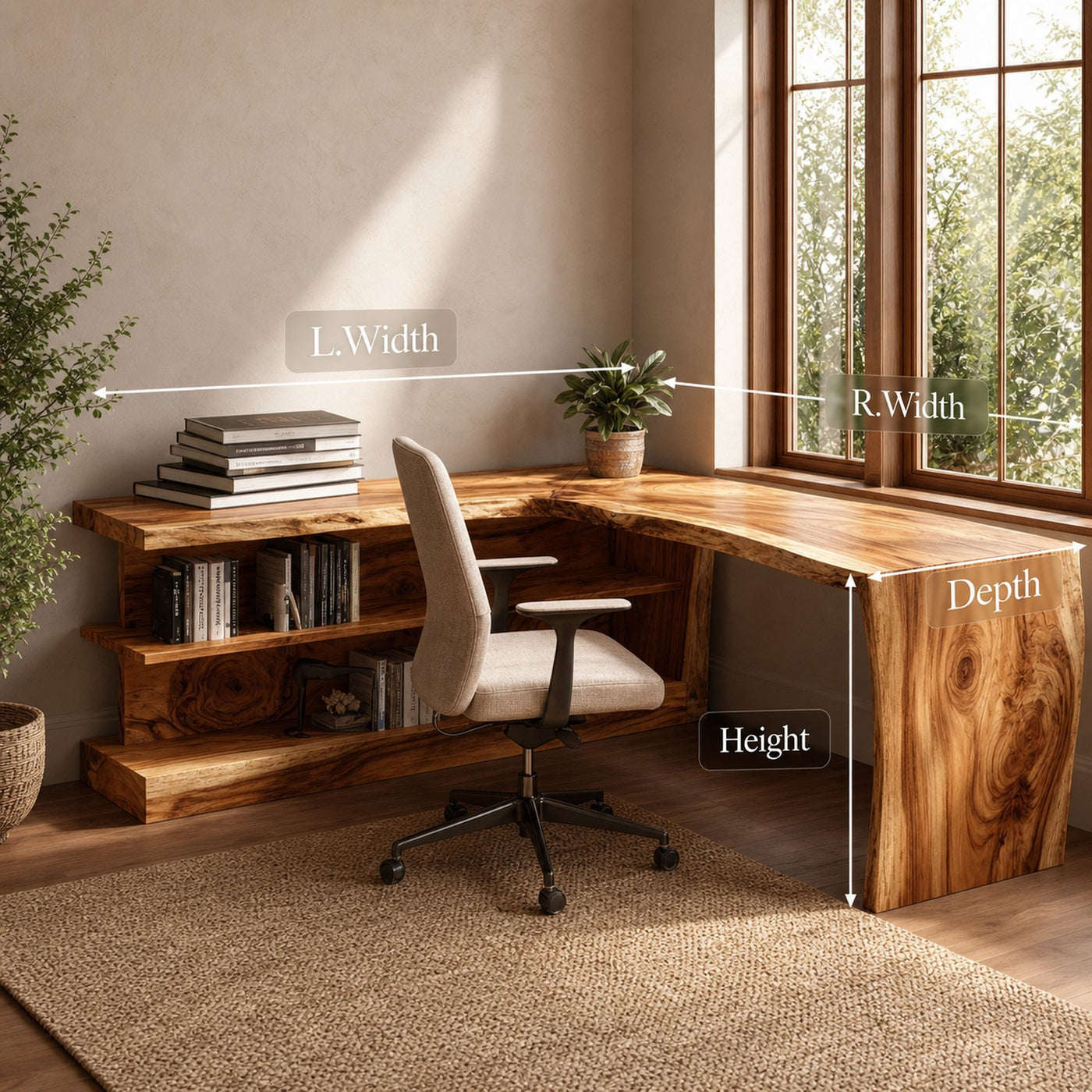 Wooden Desk With Storage Design For Home Workspace - product view 8