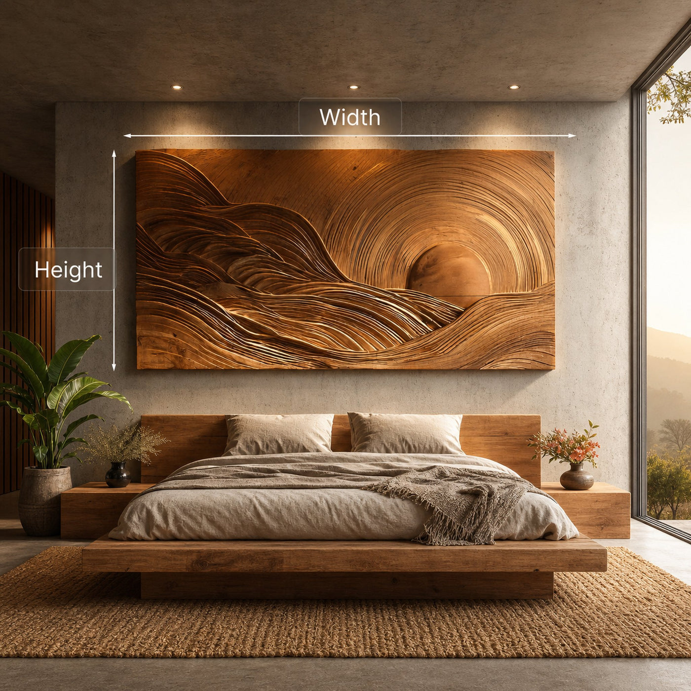 Wooden Mountain Sun Landscape Wall Art For Contemporary Interior - product view 8