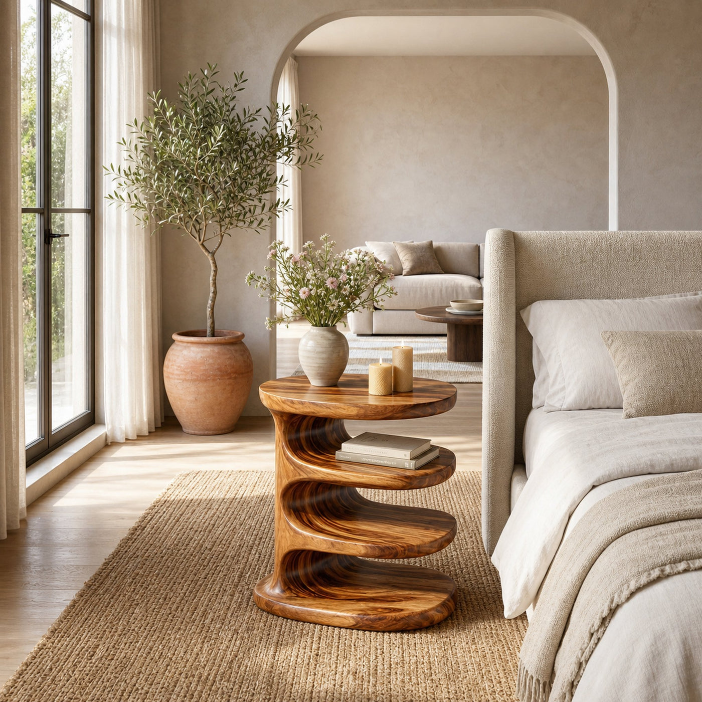 Wooden Nightstand Multi Layer Design For Modern Bedroom - product view 6