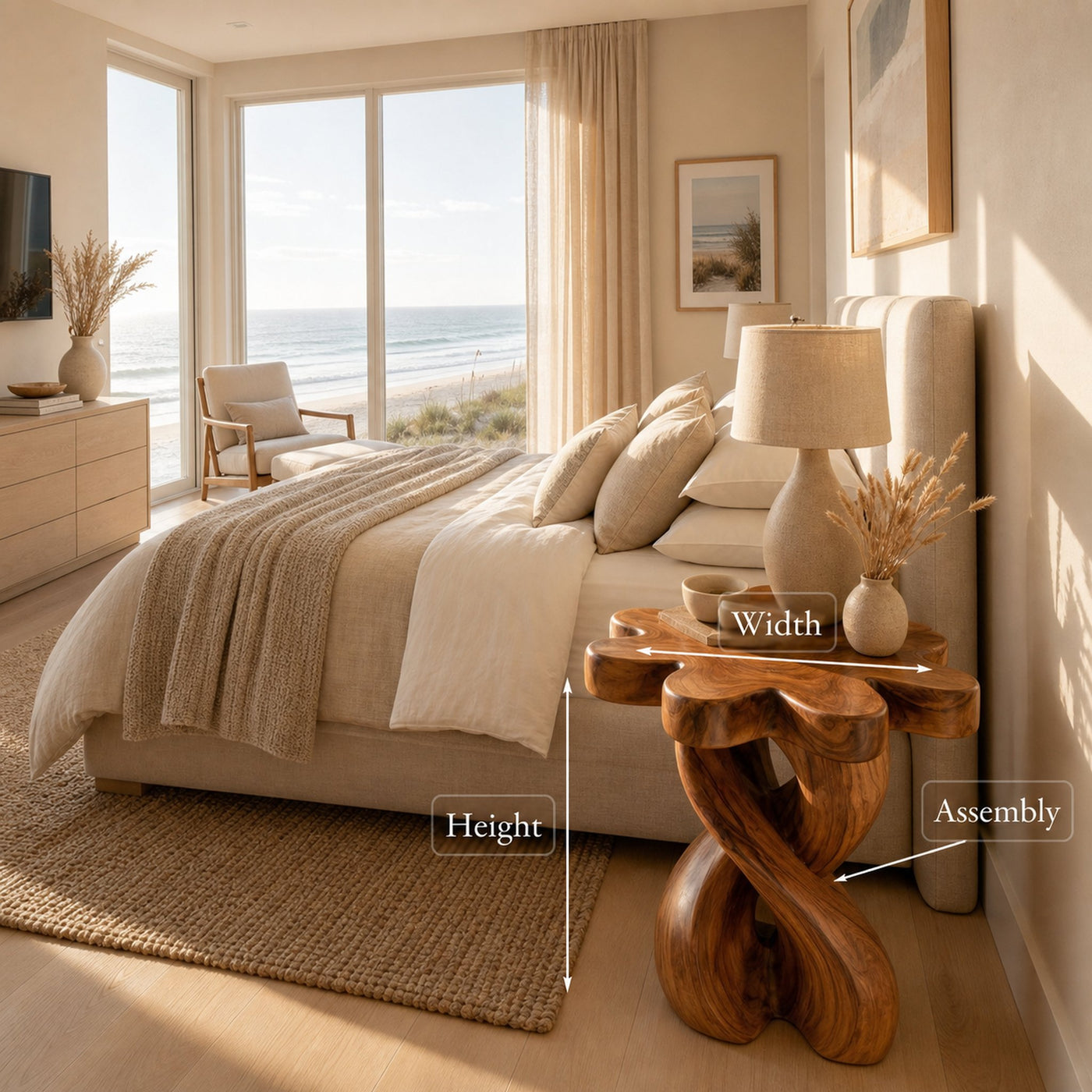 Wooden Nightstand With Twisted Base And Flower-shaped Tabletop For Bedroom - product view 8