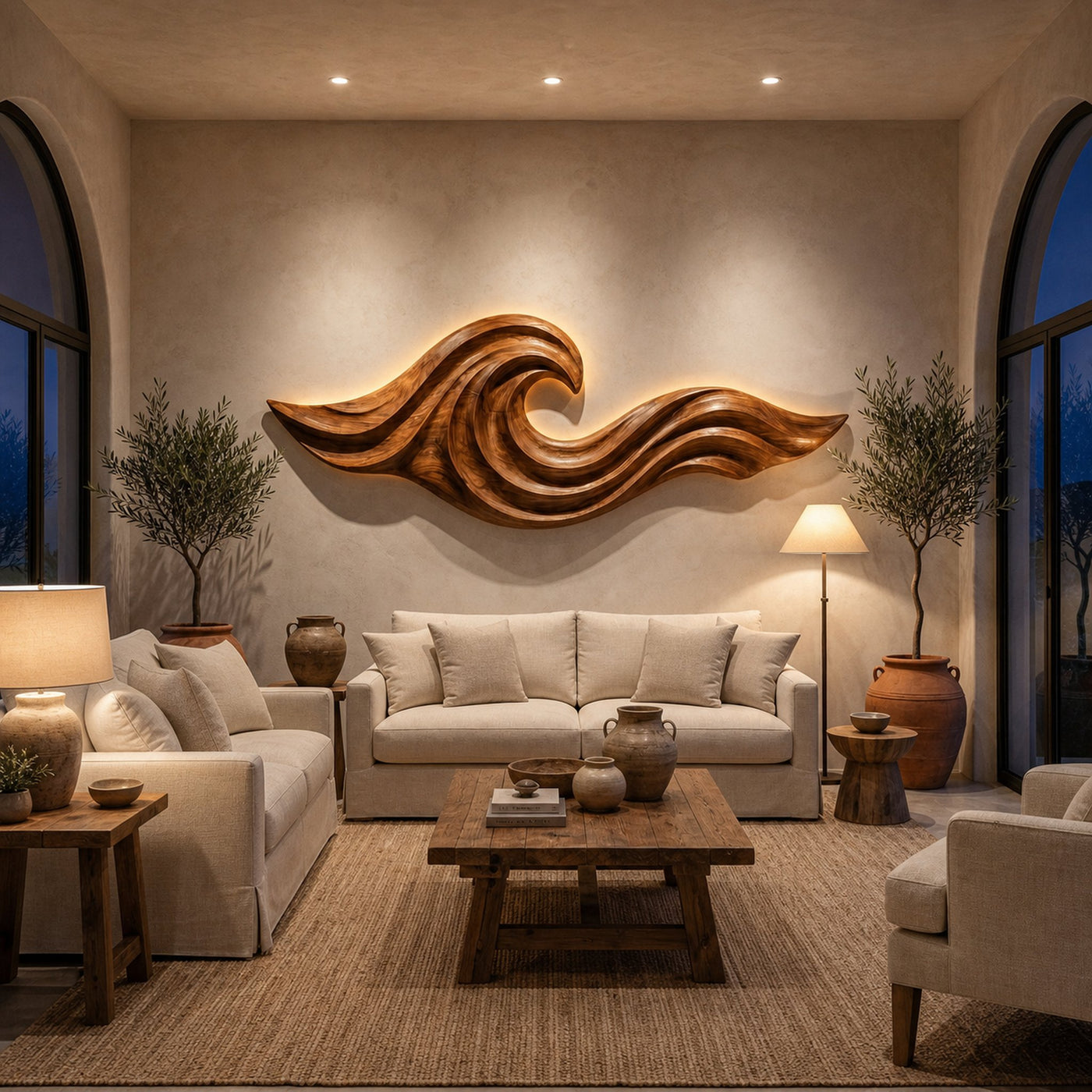 Wooden Ocean Wave Wall Art For Cozy Living Room Decor - product view 7