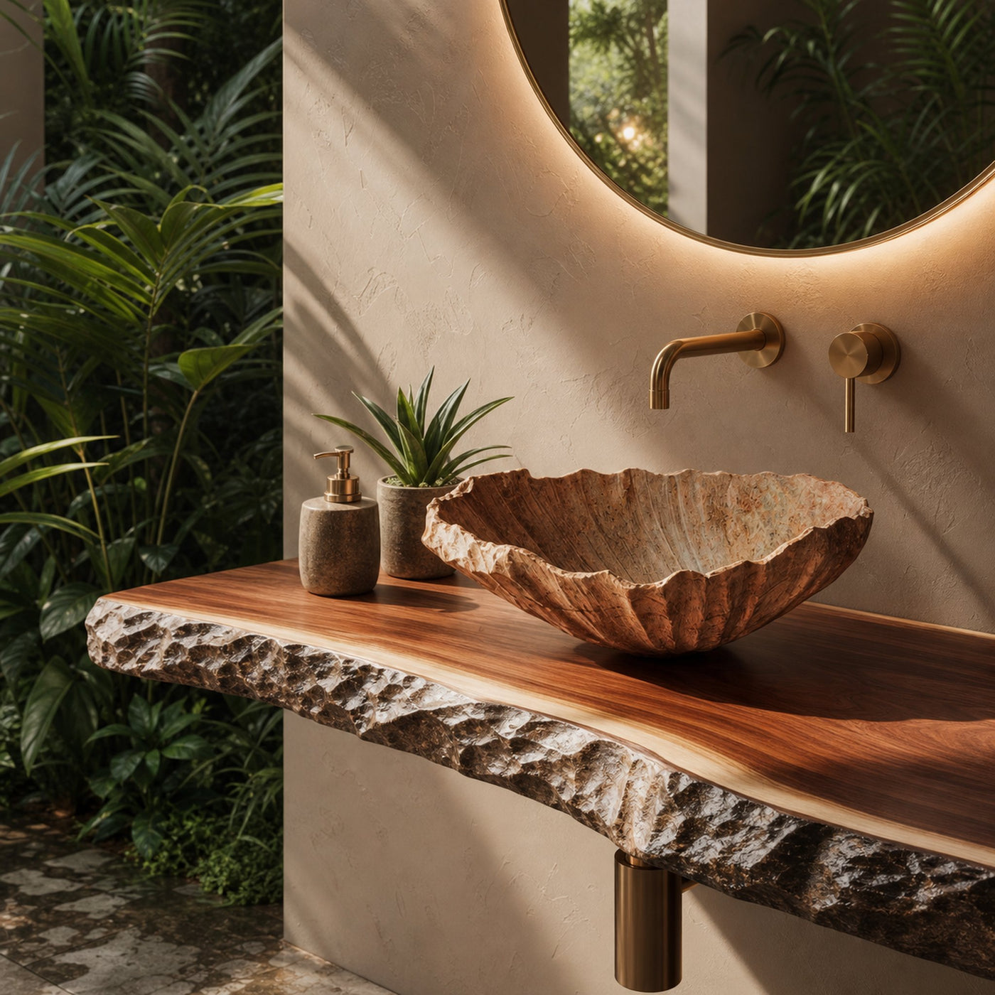 Wooden Vessel Sink Handcrafted Rustic For Furniture Decor - product view 6