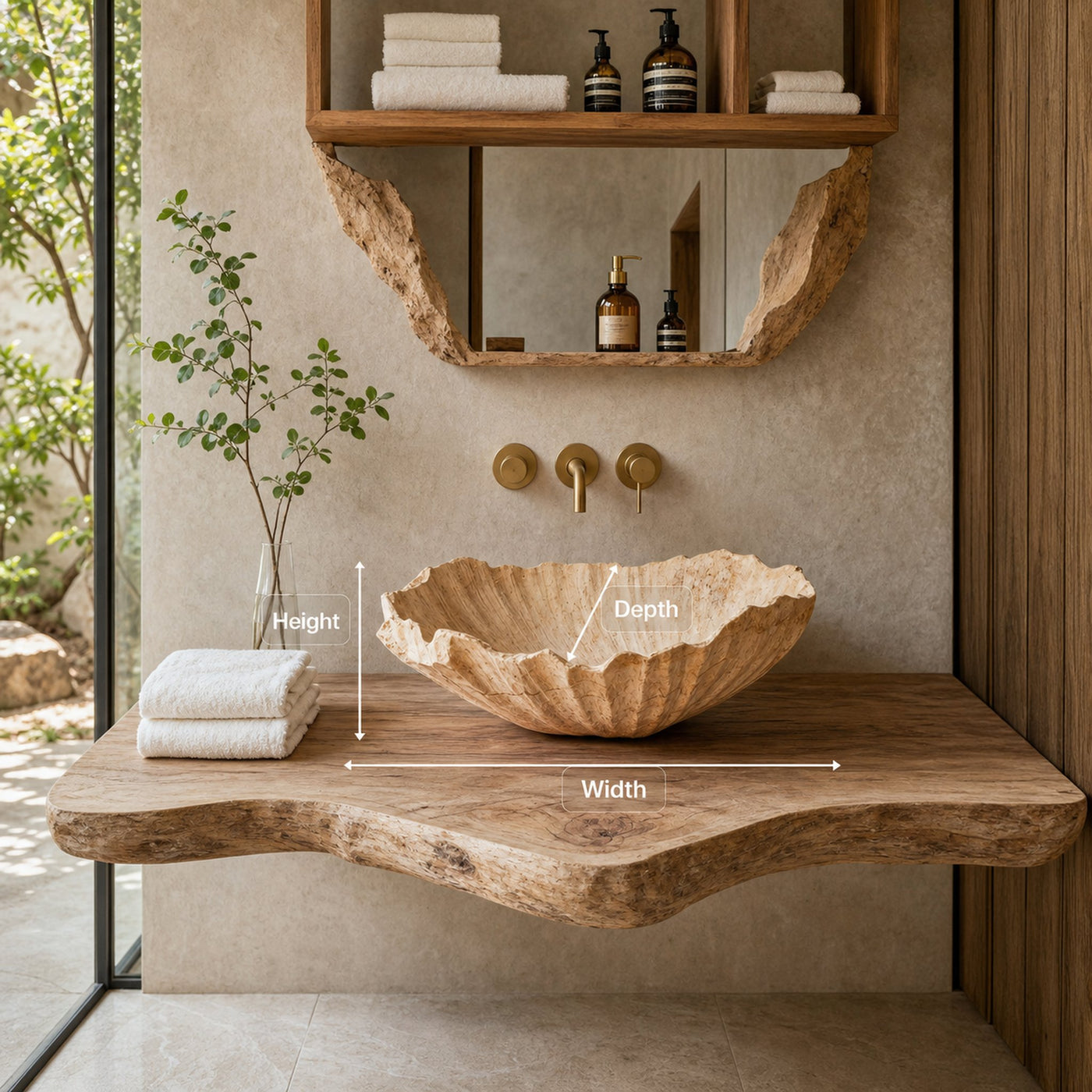 Wooden Vessel Sink Handcrafted Rustic For Furniture Decor - product view 8