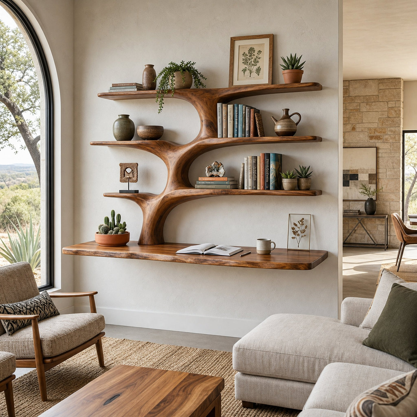 Wooden Wall Mounted Desk With Multi Shelves For Study Room - product view 6