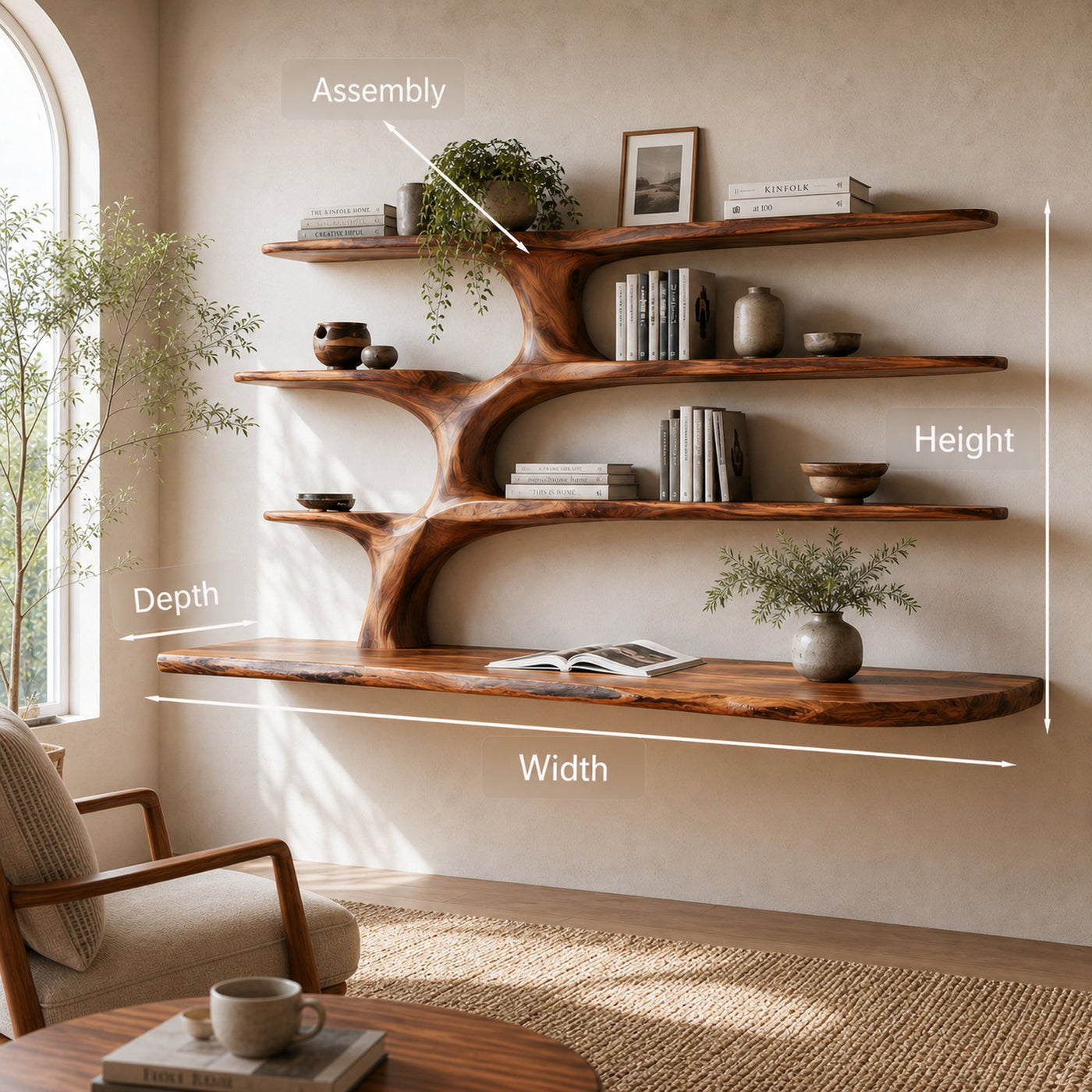 Wooden Wall Mounted Desk With Multi Shelves For Study Room - product view 8