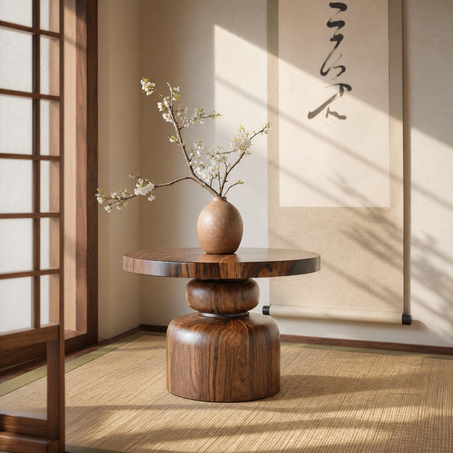 Zen Sculptural Side Table Japandi Accent For Entryway And Tea Room