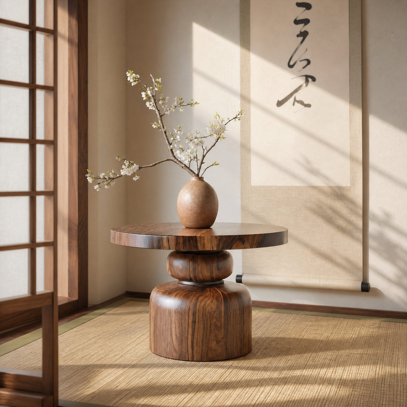 Zen Sculptural Side Table Japandi Accent For Entryway And Tea Room