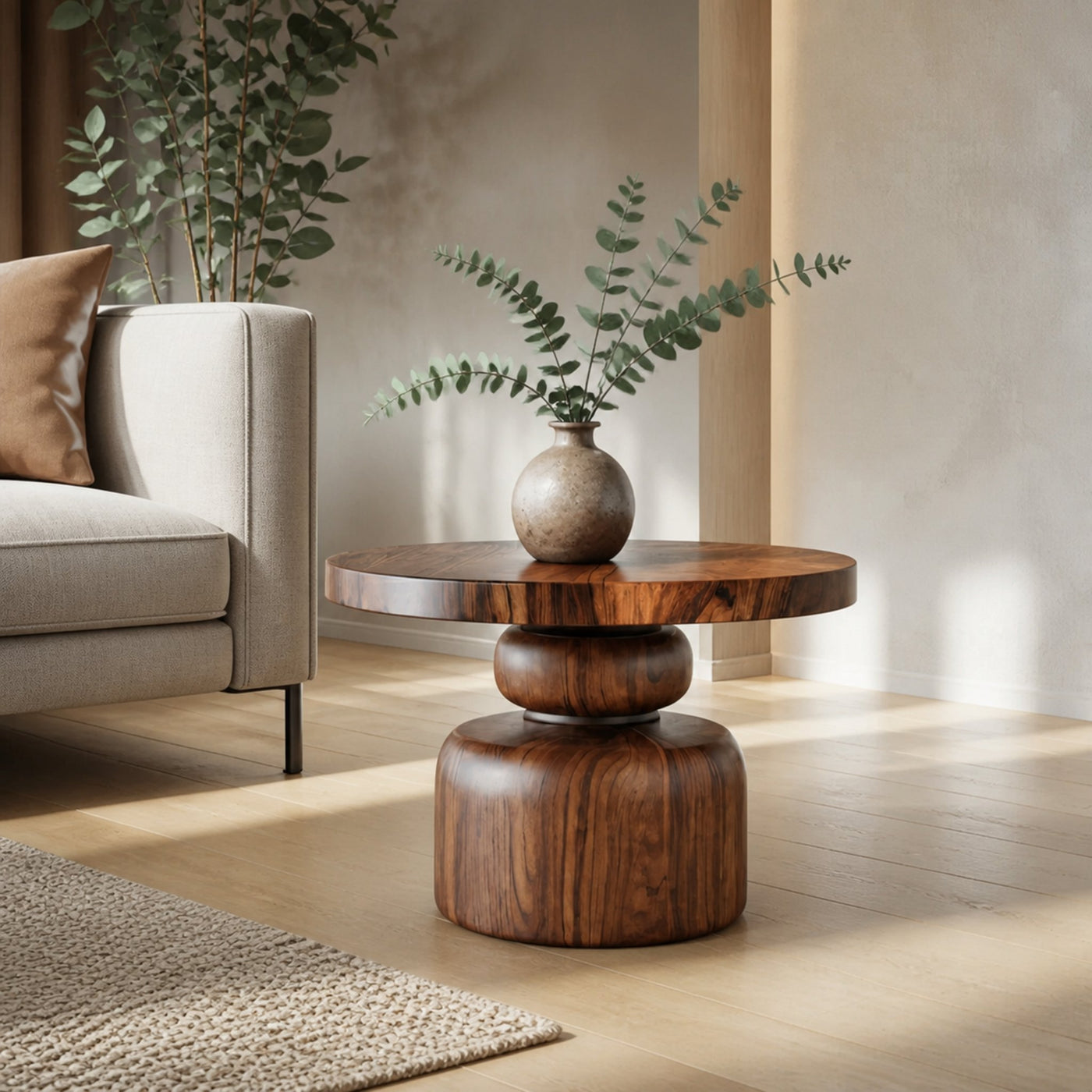 Zen Sculptural Side Table Japandi Accent For Entryway And Tea Room - product view 6