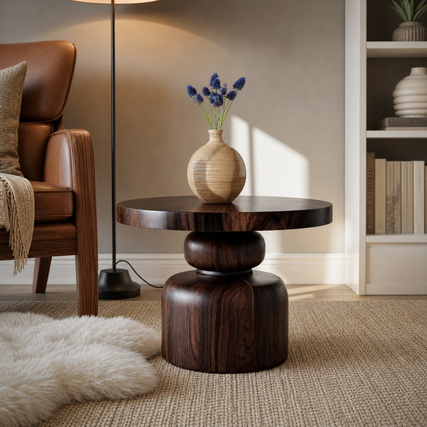Zen Sculptural Side Table Japandi Accent For Entryway And Tea Room - product view 7