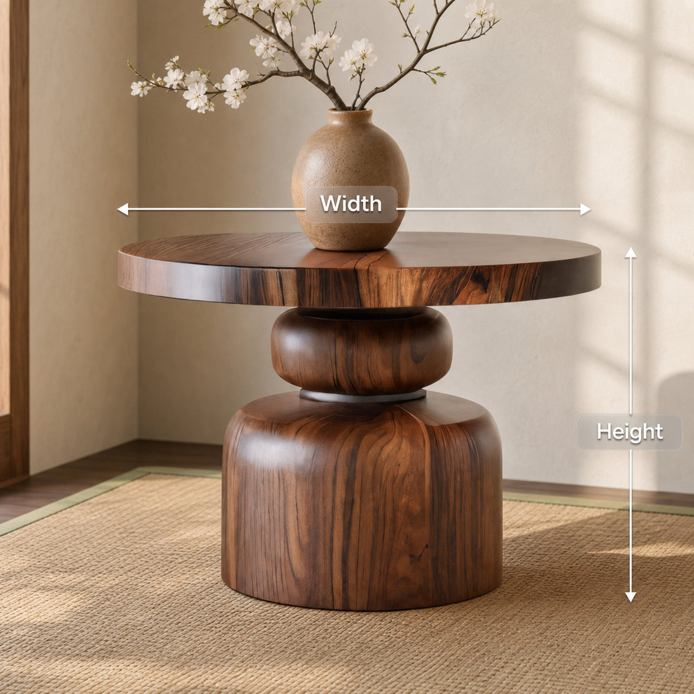 Zen Sculptural Side Table Japandi Accent For Entryway And Tea Room - product view 8
