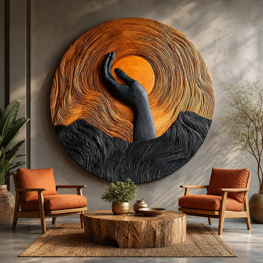 Handcrafted Solid Wood 3D Sculpture For Stylish Wall Decor