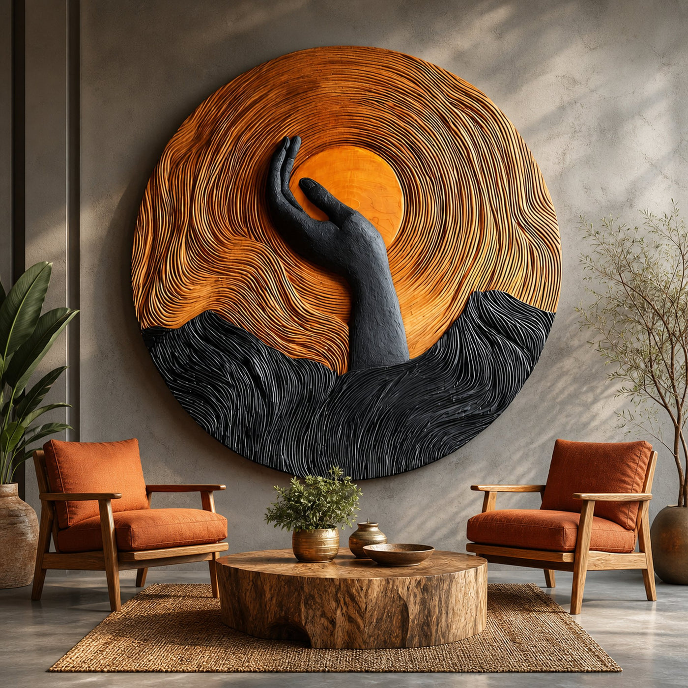Handcrafted Solid Wood 3D Sculpture For Stylish Wall Decor