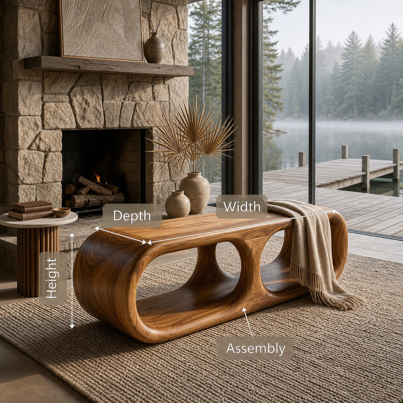 Japandi Wooden Bench Serene Entryway - product view 8