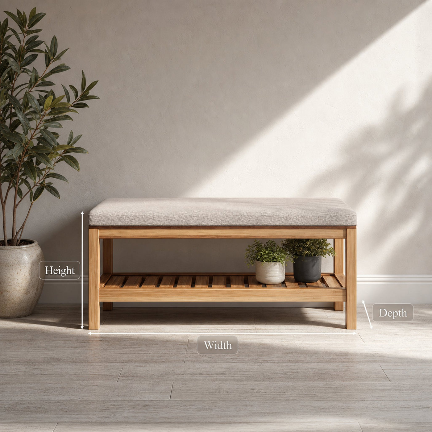 Midcentury Farmhouse Shoe Bench Entryway - product view 6