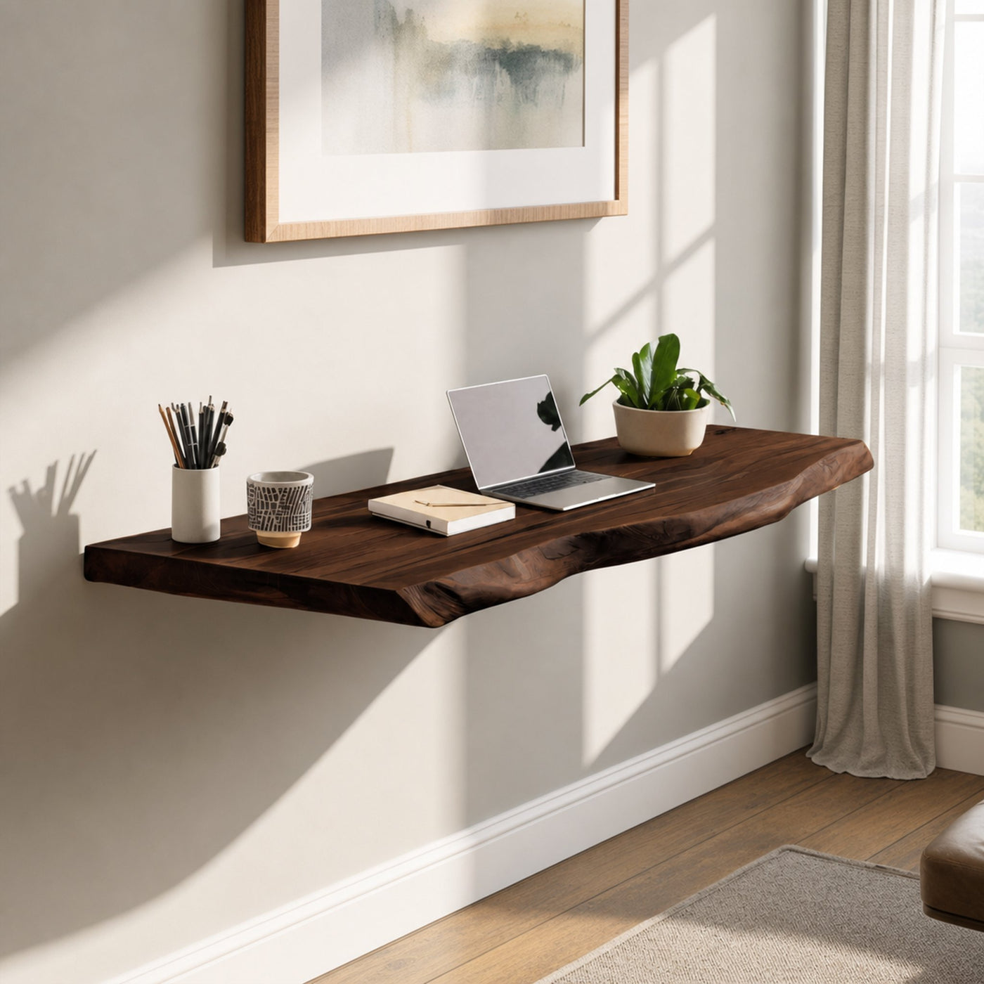 Minimalist Floating Live Edge Desk For Home Office - product view 7