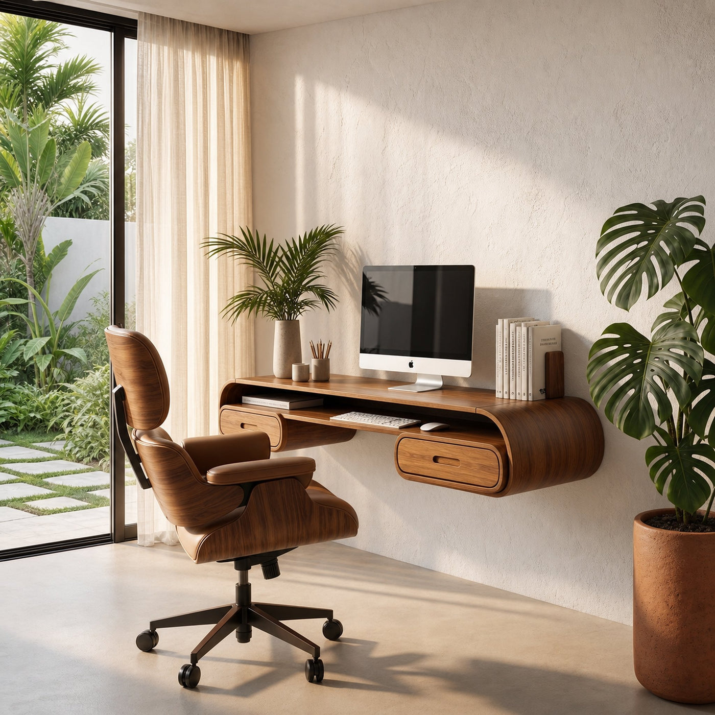 Minimalist Wall Mounted Desk With Built In Drawers For Home Office - product view 6