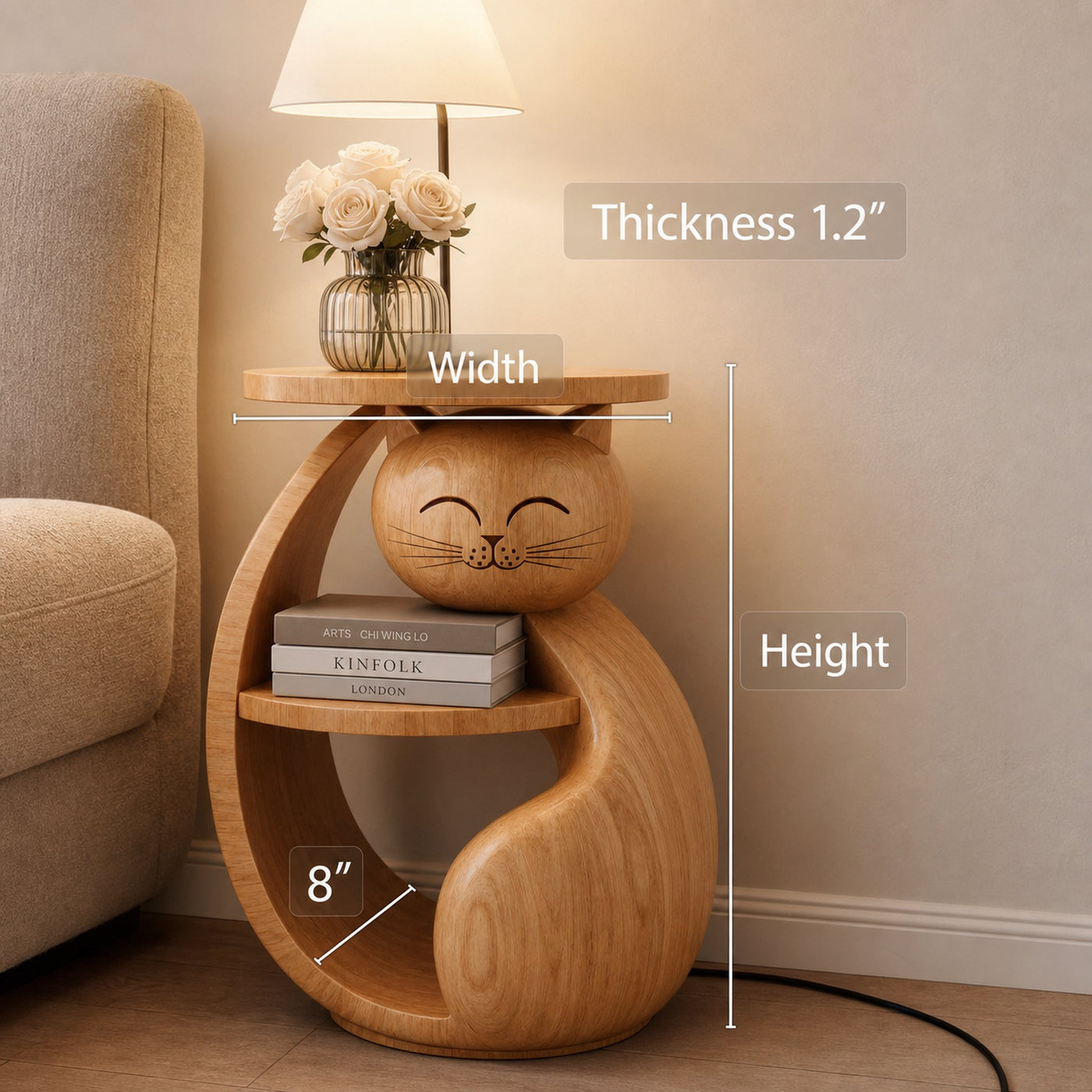 Whimsical Cat Shaped Wooden Side Table For Bedroom - product view 6