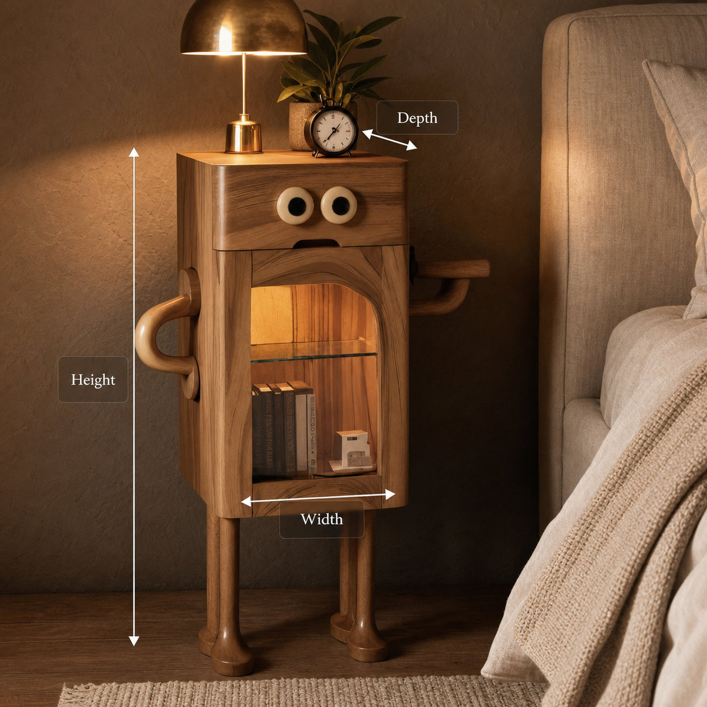 Whimsical Robot Nightstand For Kids Bedroom Or Playroom - product view 8