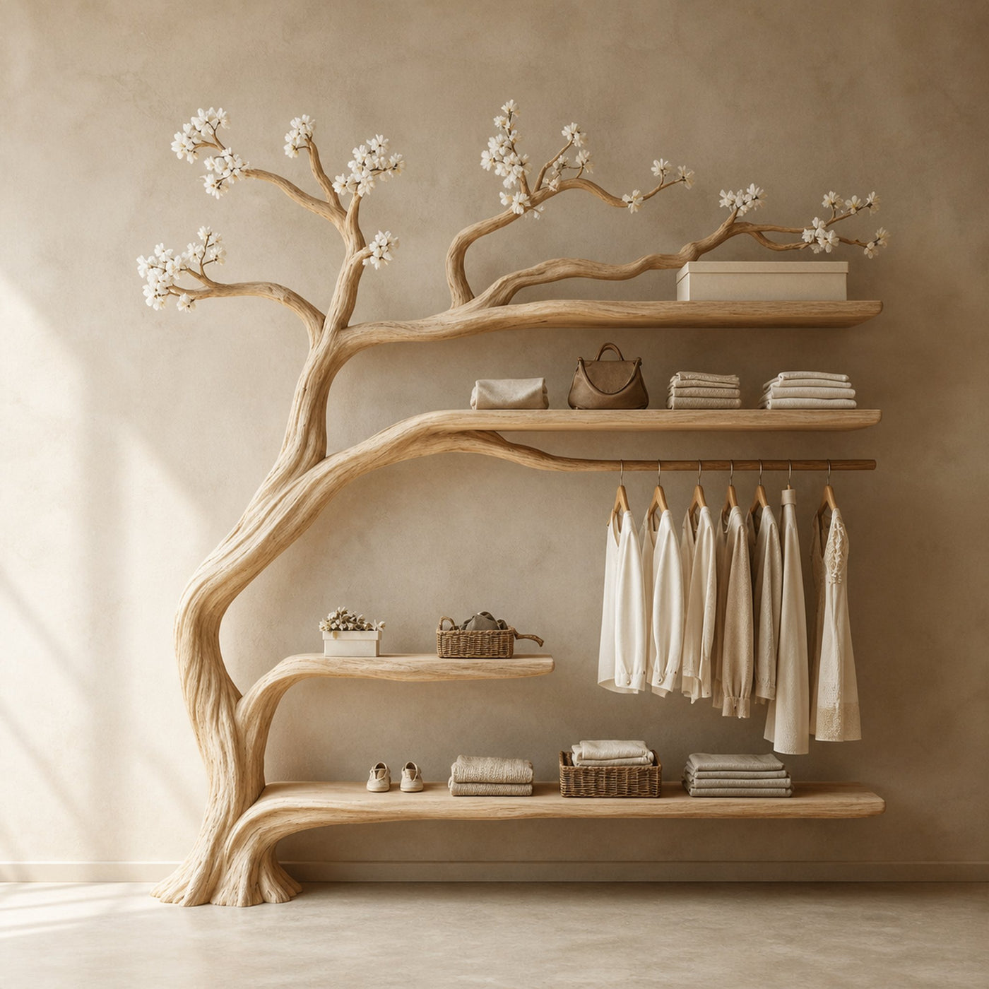 Wood Tree Branch Coat Rack Handcrafted