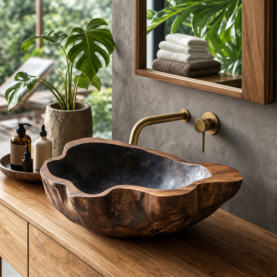 Wood Wash Basin Mid Century Style For Bathroom Upgrade