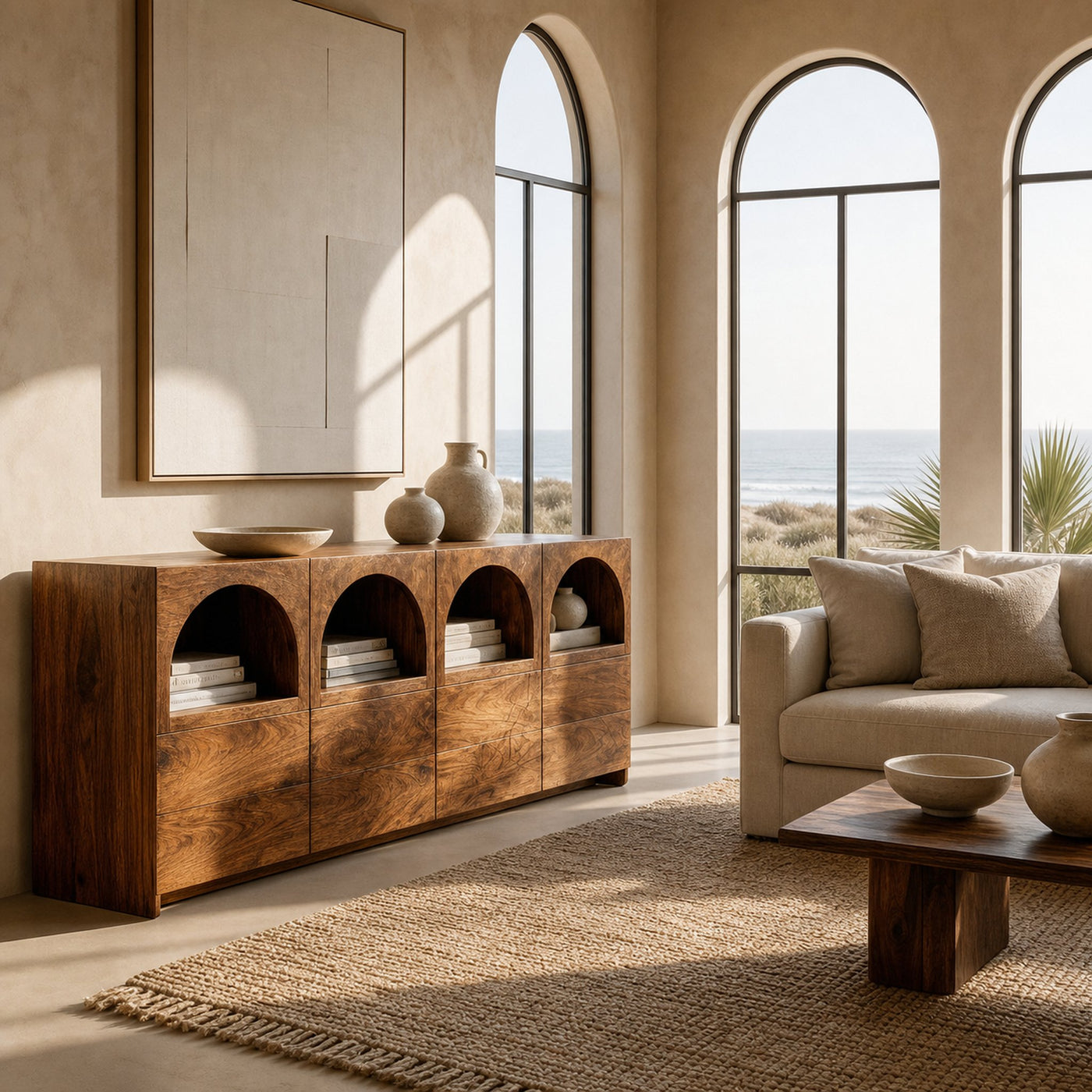 Arched Niche Wooden Sideboard For Living Room - product view 2