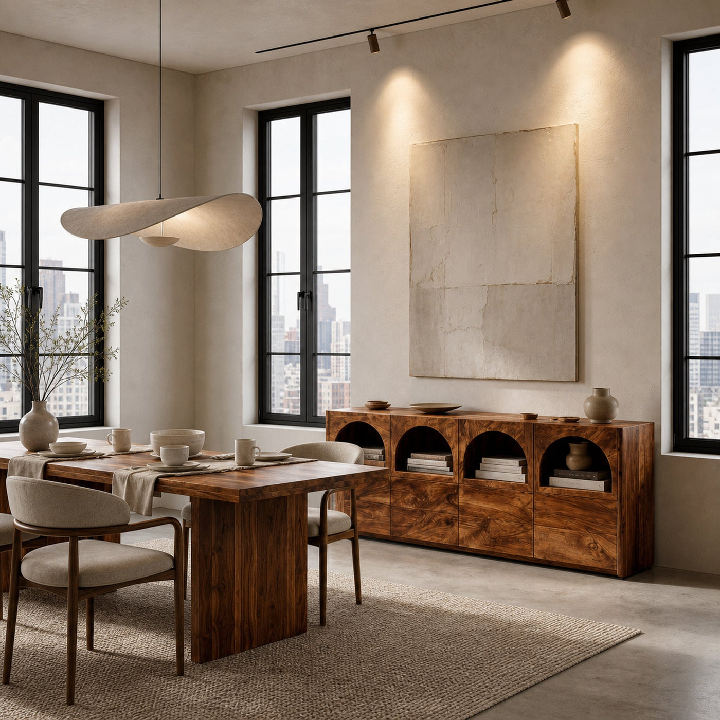 Arched Niche Wooden Sideboard For Living Room - product view 3