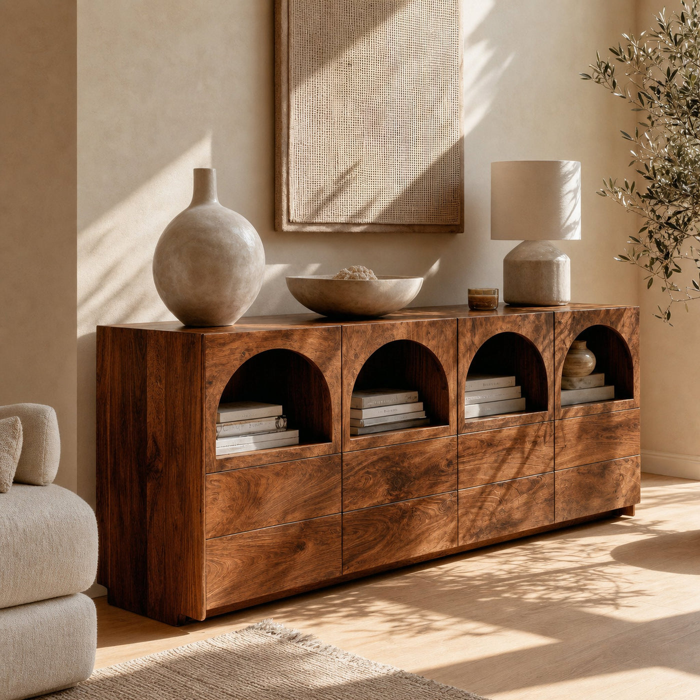 Arched Niche Wooden Sideboard For Living Room - product view 5