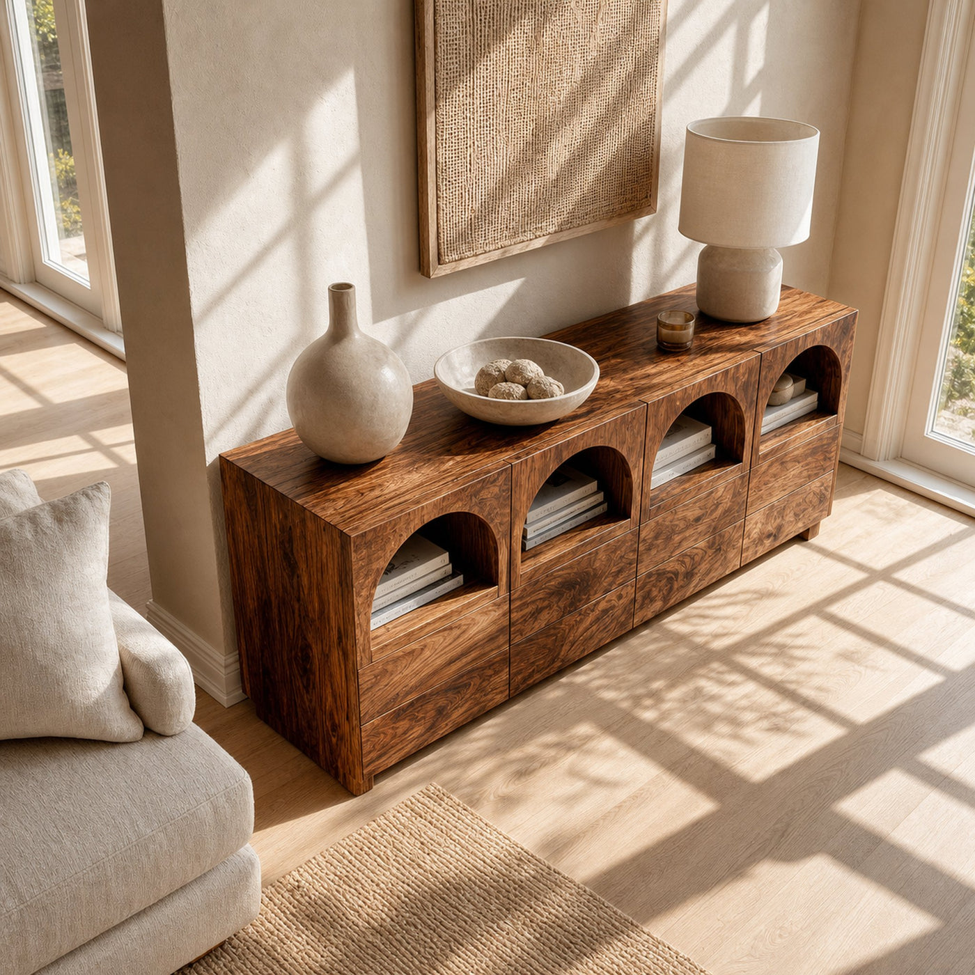 Arched Niche Wooden Sideboard For Living Room - product view 6