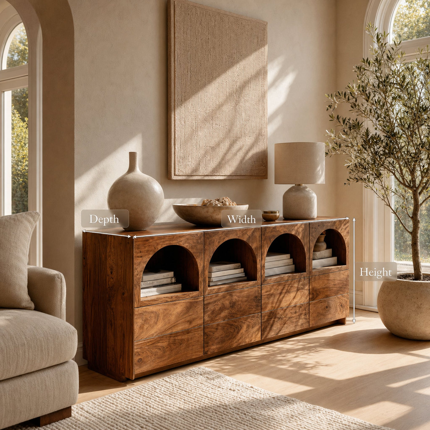 Arched Niche Wooden Sideboard For Living Room - product view 7