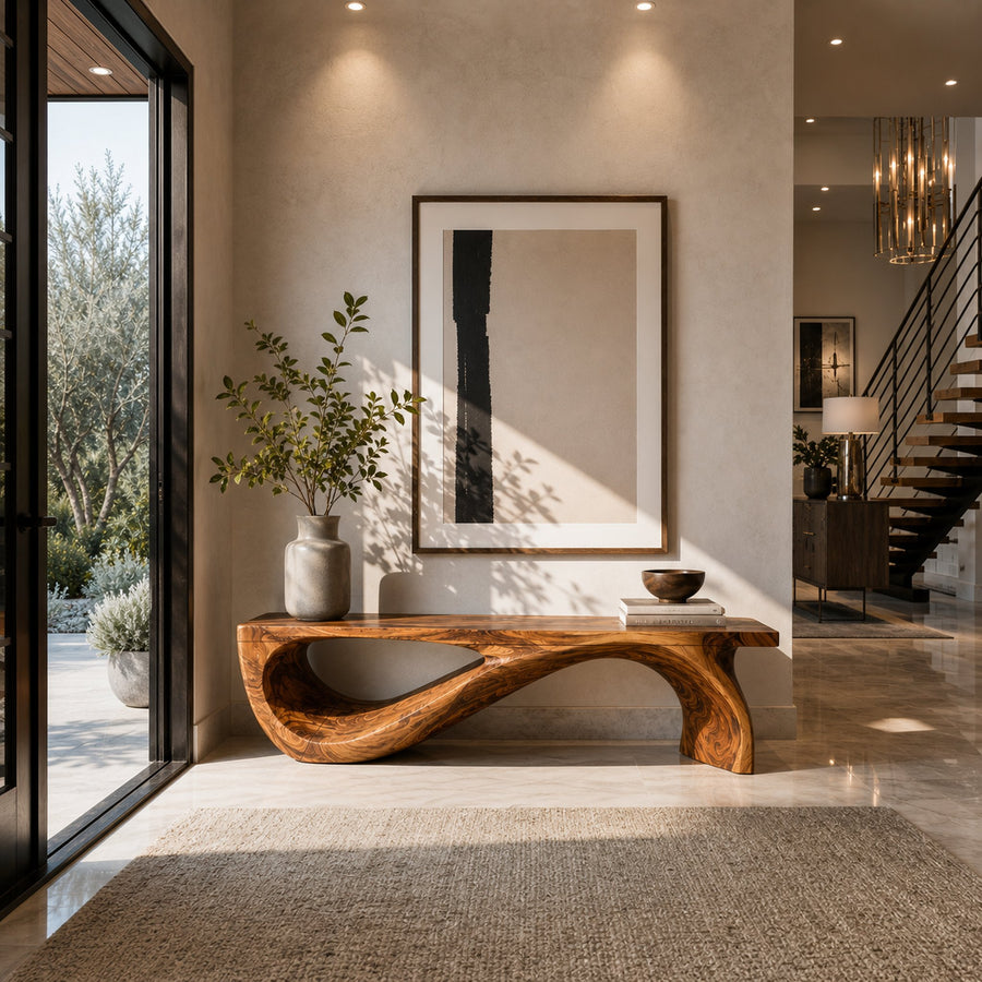 Architectural Bench Sculpted For Modern Hallway Decor