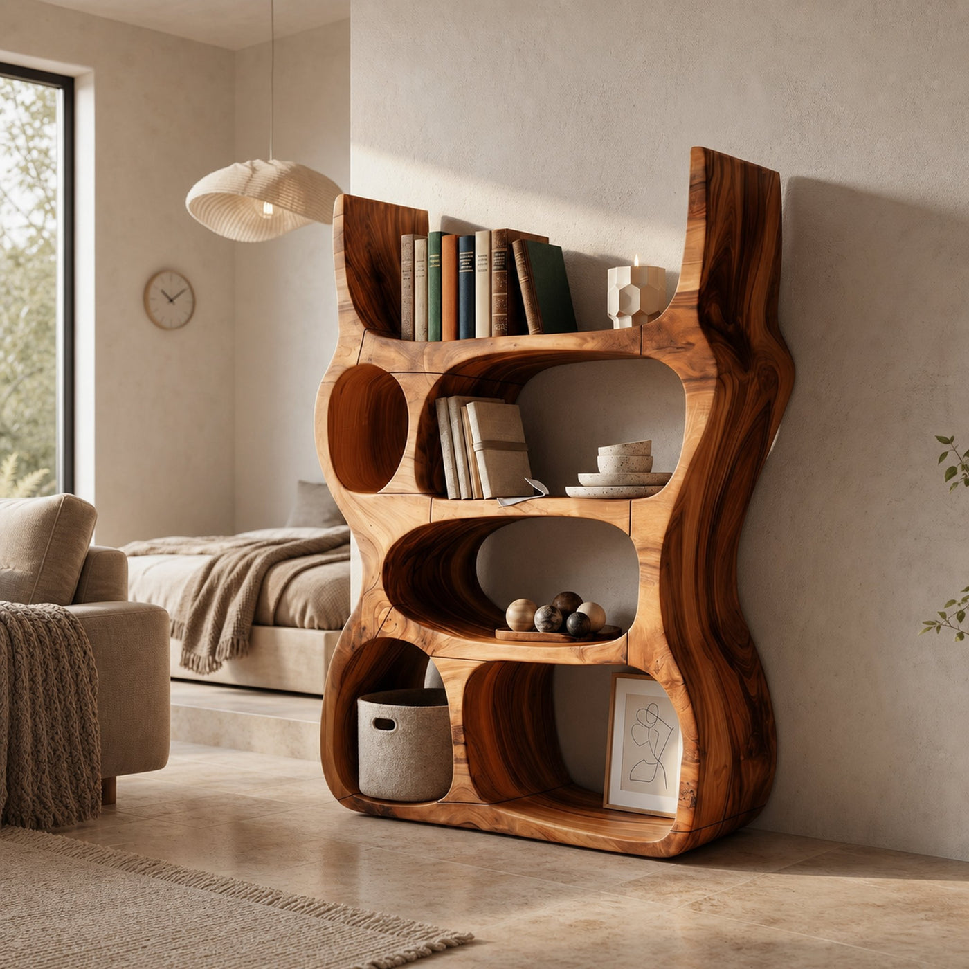 Artisan Organic Wooden Display Shelf For Cozy Interiors - product view 6